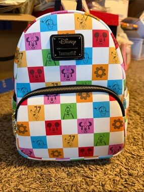 Loungefly Kids' Multicolor Disney Checkerboard Mini Backpack
